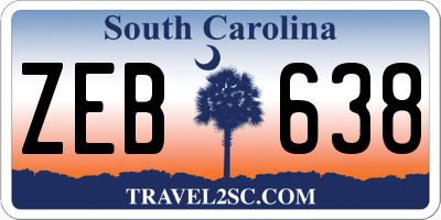 SC license plate ZEB638