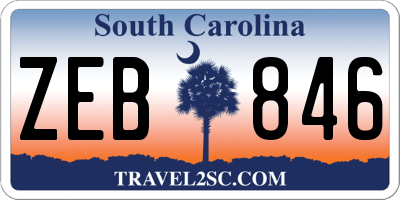 SC license plate ZEB846