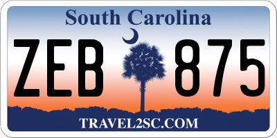 SC license plate ZEB875