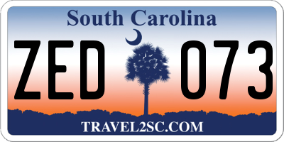 SC license plate ZED073