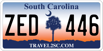 SC license plate ZED446