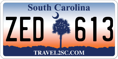 SC license plate ZED613