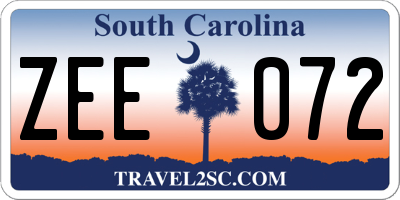 SC license plate ZEE072
