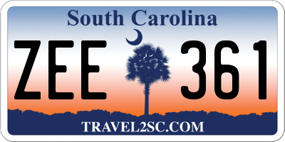 SC license plate ZEE361