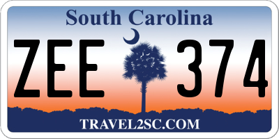 SC license plate ZEE374