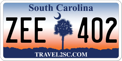 SC license plate ZEE402