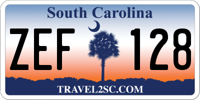 SC license plate ZEF128