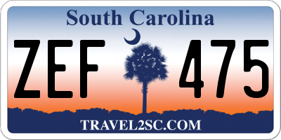 SC license plate ZEF475