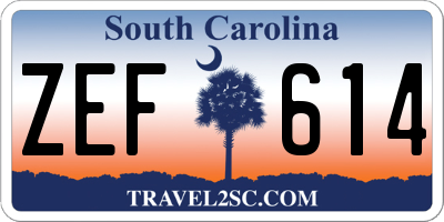 SC license plate ZEF614