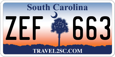 SC license plate ZEF663