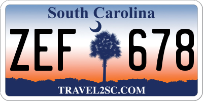 SC license plate ZEF678