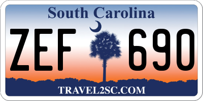 SC license plate ZEF690