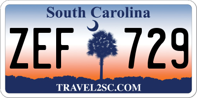 SC license plate ZEF729