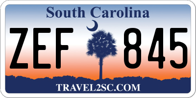 SC license plate ZEF845