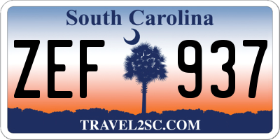 SC license plate ZEF937