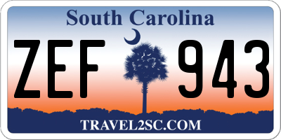 SC license plate ZEF943
