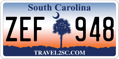 SC license plate ZEF948