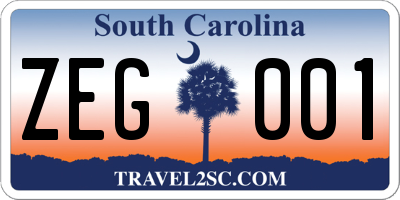 SC license plate ZEG001