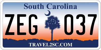 SC license plate ZEG037
