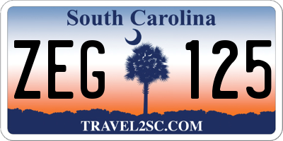 SC license plate ZEG125