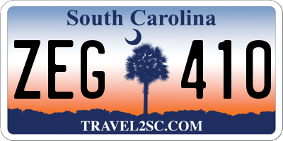 SC license plate ZEG410
