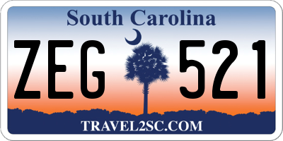 SC license plate ZEG521