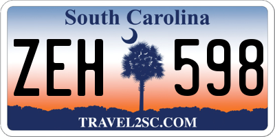 SC license plate ZEH598