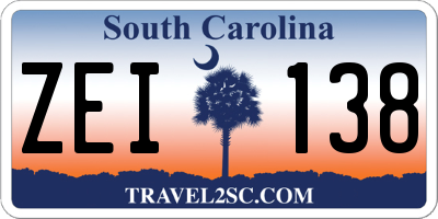 SC license plate ZEI138