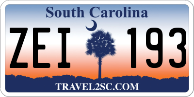 SC license plate ZEI193