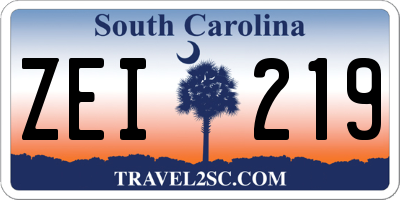SC license plate ZEI219