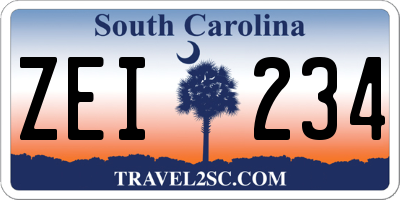 SC license plate ZEI234