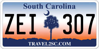 SC license plate ZEI307