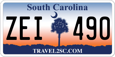 SC license plate ZEI490
