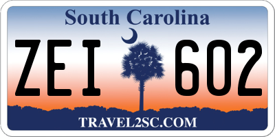 SC license plate ZEI602