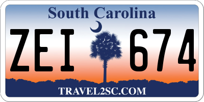 SC license plate ZEI674