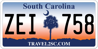 SC license plate ZEI758