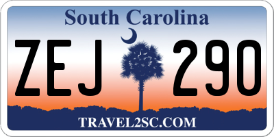 SC license plate ZEJ290