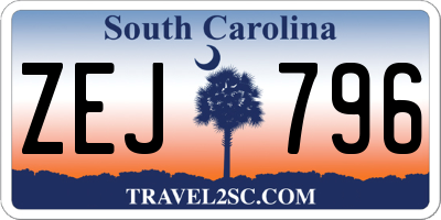 SC license plate ZEJ796