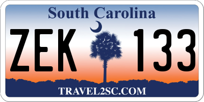 SC license plate ZEK133