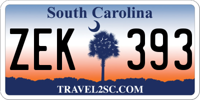 SC license plate ZEK393