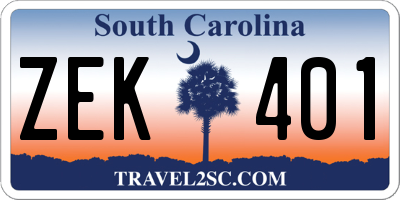 SC license plate ZEK401