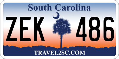 SC license plate ZEK486