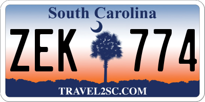 SC license plate ZEK774