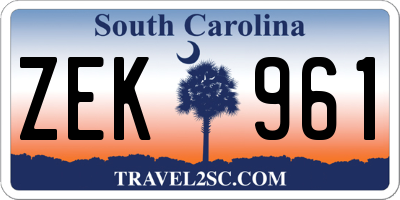 SC license plate ZEK961