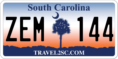 SC license plate ZEM144