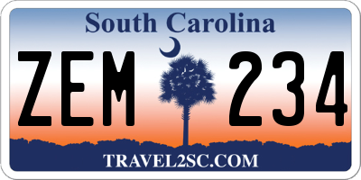 SC license plate ZEM234