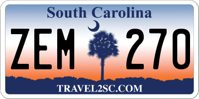 SC license plate ZEM270