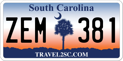 SC license plate ZEM381