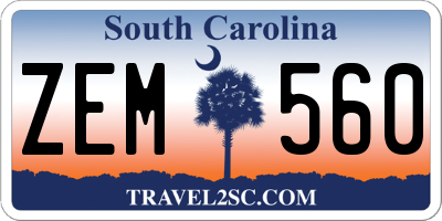 SC license plate ZEM560