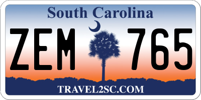 SC license plate ZEM765